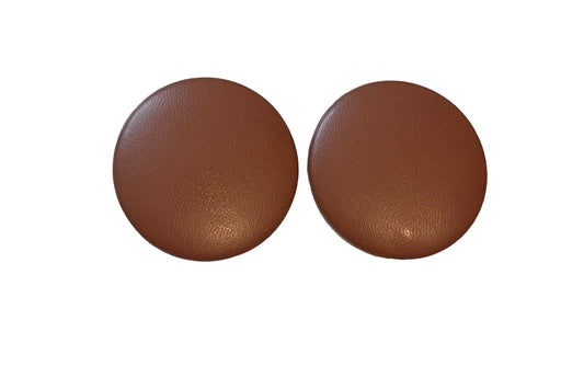 Brown Leather Button Earrings
