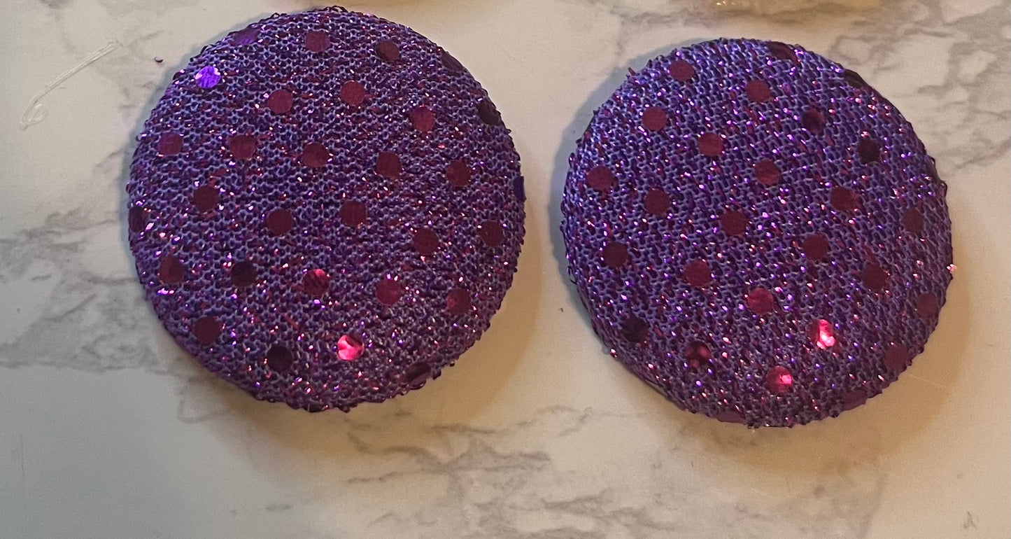 “Disco Purple” Button Earrings