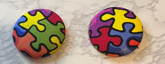 “Autism” Button Earrings