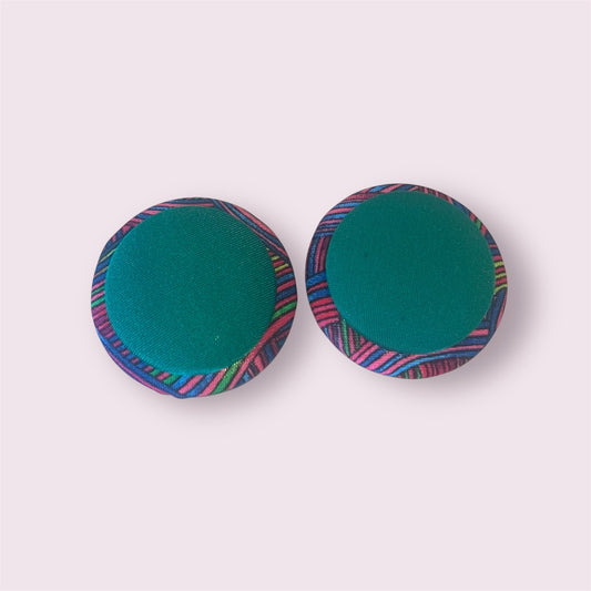 Green/multi colored Double Button Earrings