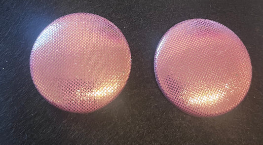Shiny Pink Button Earrings