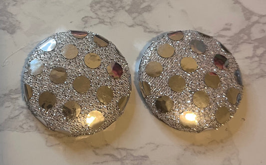 “Silver Disco” Button Earrings