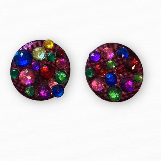 Multi colored Button Earrings