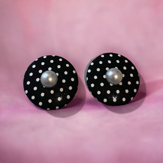 Pearl Polka Dot Button Earrings